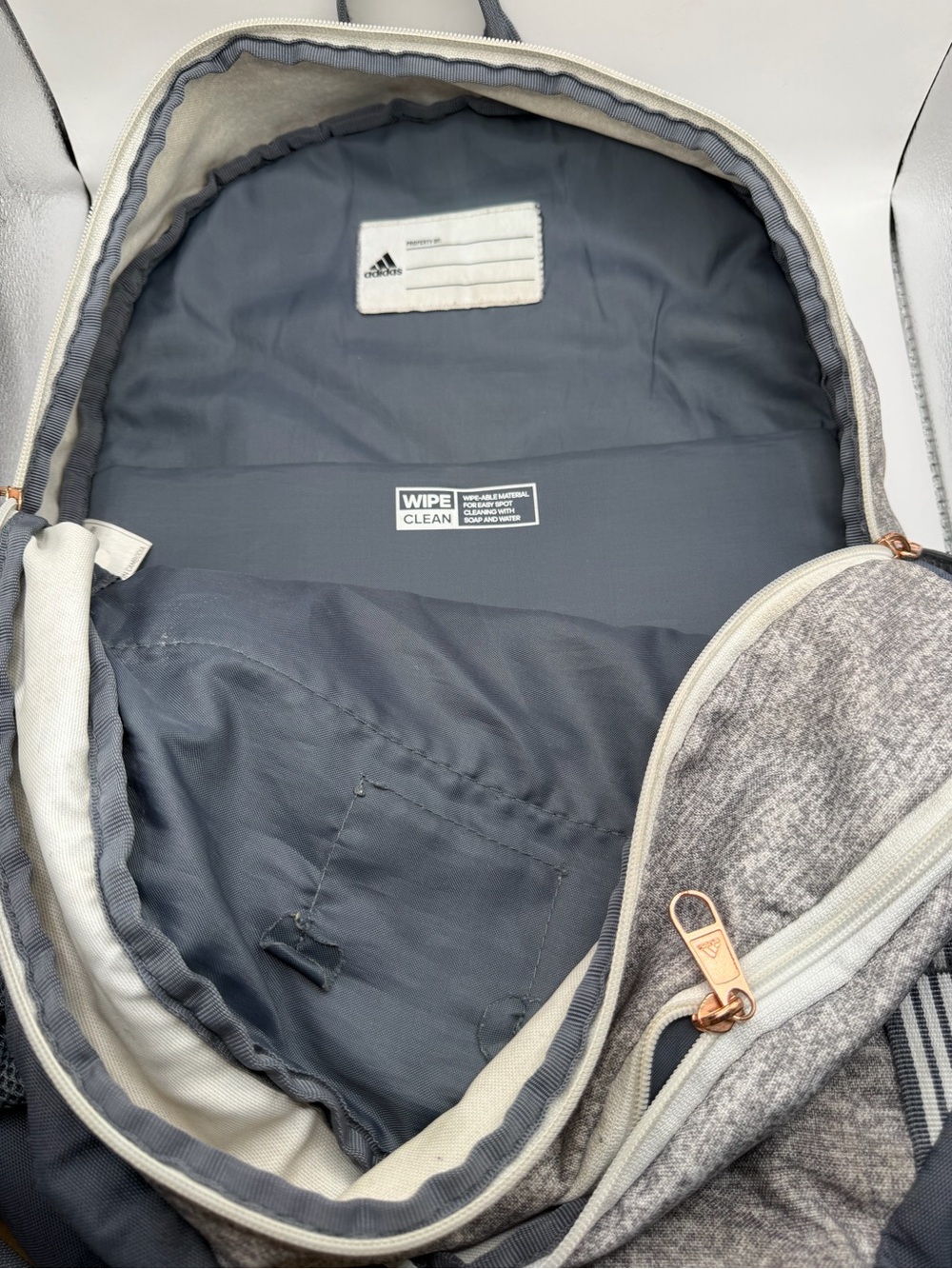 Adidas LoadSpring Gray Heather Backpack Rose Gold School Travel Bag - Picture 5 of 9